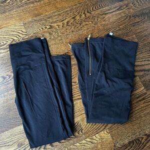 Spanx Black Leggings with Gold Zipper